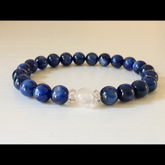 Jewelry - 8mm AAA Blue Kyanite Selenite Gemstone Bracelet
